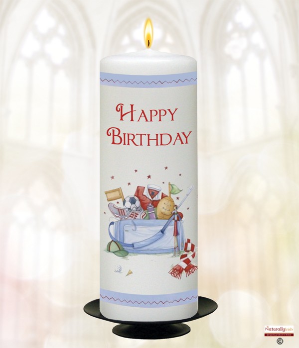 Male Sportsbag Birthday Candle (White) 9 inch