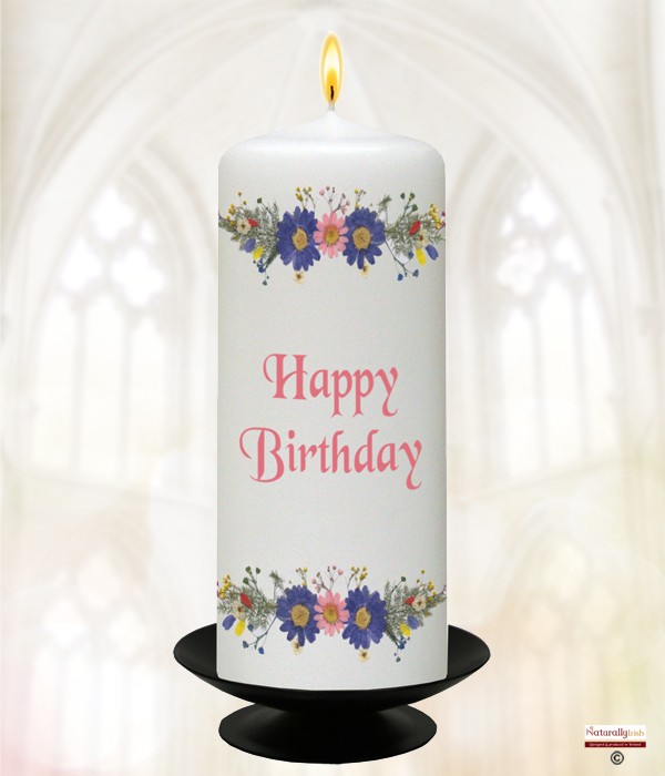 General Birthday Daisies Candle (White) 6 inch