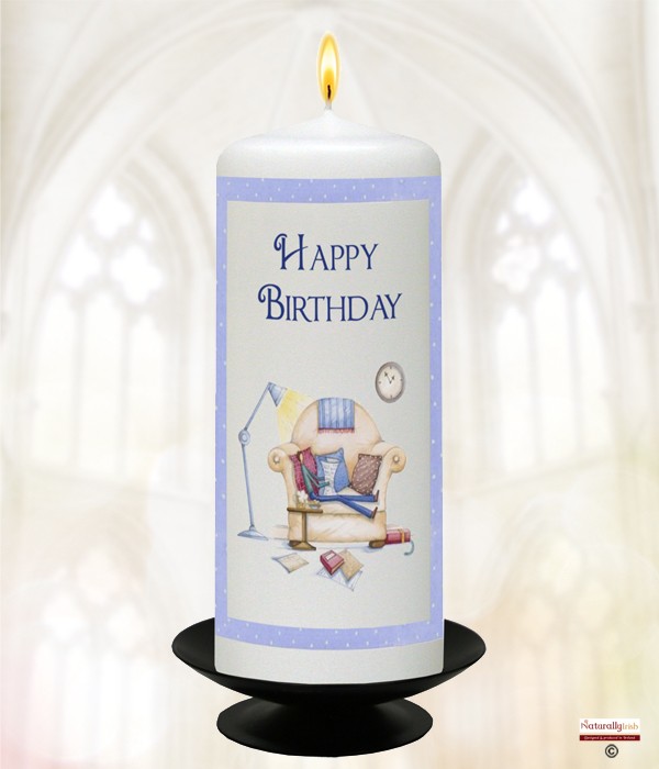 Male Chair Birthday Candle (White) 6 inch