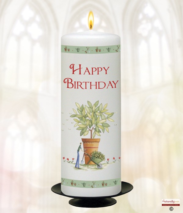 General Gardener Birthday Candle (White) 9 inch