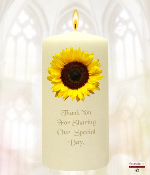 Sunflower Gold Script Wedding Favour (Ivory)
