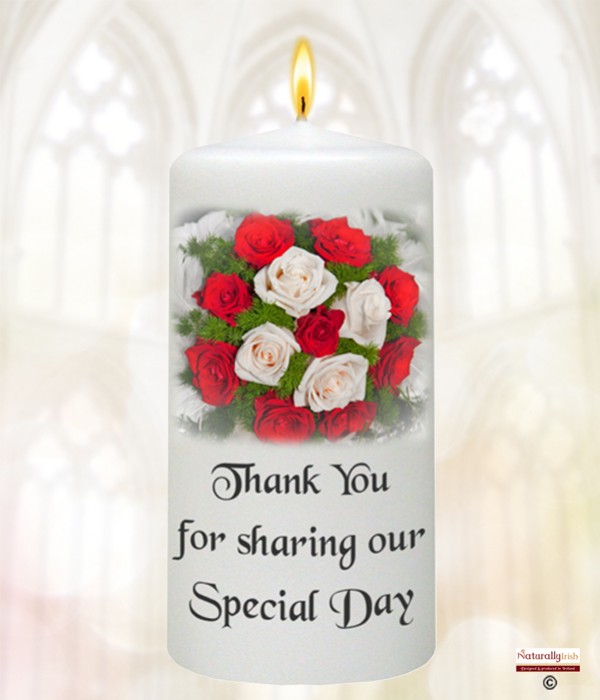 Red Rose Bouquet Silver Wedding Favour (White)