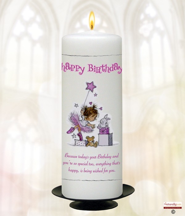Little lmp Fairy Birthday 9inch Candle (White/Ivory)