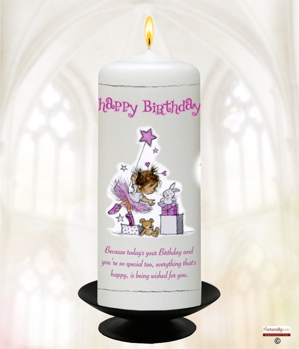 Little lmp Fairy Birthday 6inch Candle (White/Ivory)
