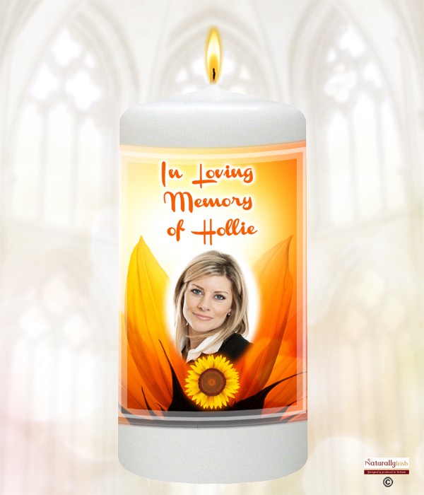 Sunflower & Photo Remembrance Favour Candle (White)