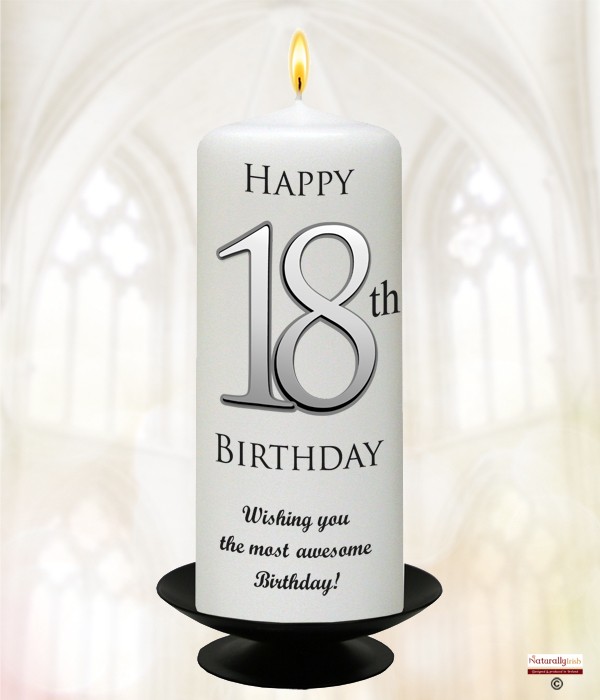 18th Birthday Delight Silver 6inch Candle (White/Ivory)