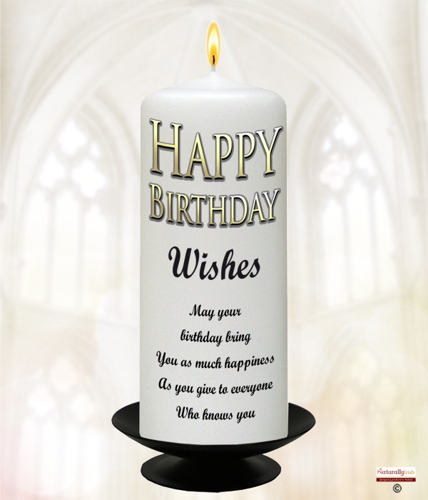 General Birthday Delight Gold 6inch Candle (White/Ivory)