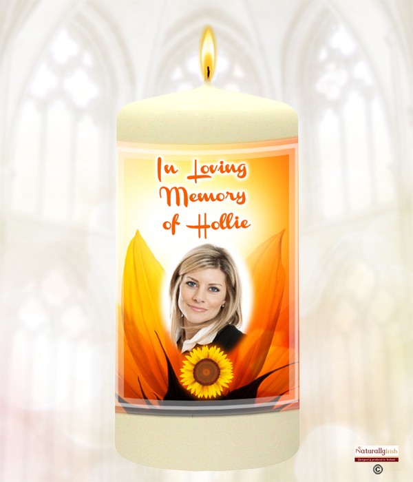 Sunflower & Photo Remembrance Favour Candle (Ivory)