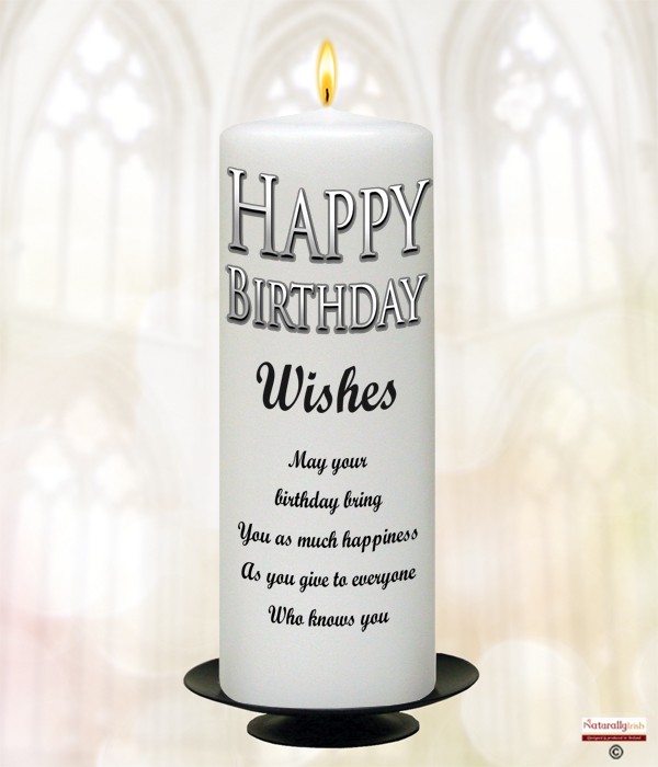 General Birthday Delight Silver 9inch Candle (White/Ivory)