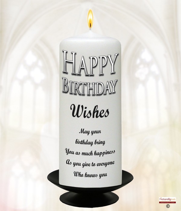 General Birthday Delight Silver 6inch Candle (White/Ivory)