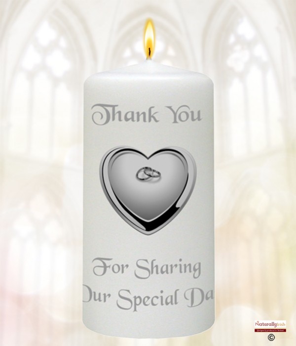 Heart & Rings Silver Wedding Favour (White)