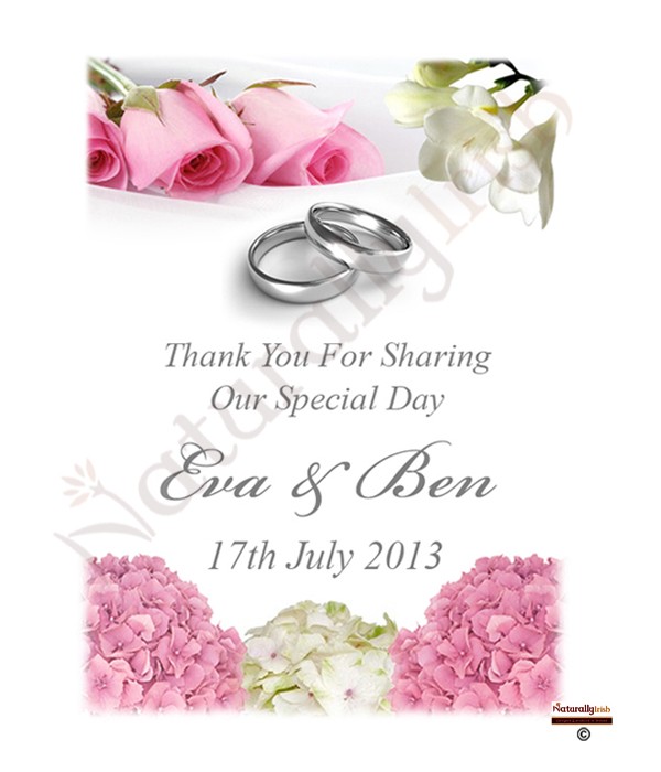 Pink Rose & Freesia Silver script  Favour (White)