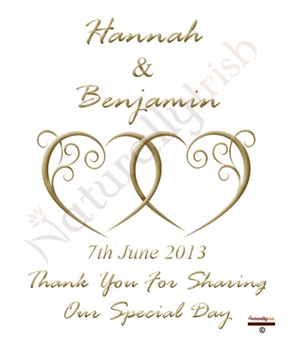 Entwined Hearts Gold Script Favour (White)