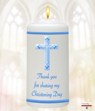 Christening Cross Blue Christening Favour (White)