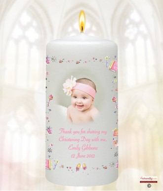 Stars & Hearts Pink Christening Favour (White)