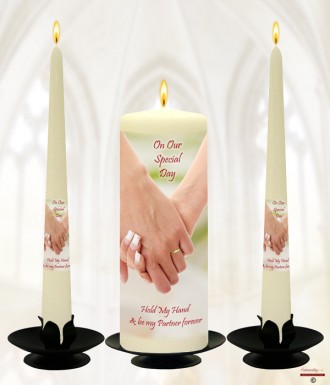 Wedding Gold Rings Wedding Candles (Ivory)