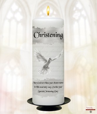 Cross & Fish Silver Christening Candle