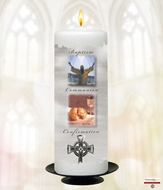 Traditional BCC Silver Christening Candle (White/Ivory)