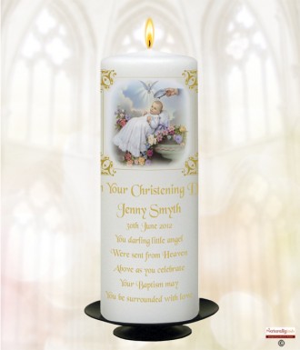 Traditional Gold Christening Candle (White/Ivory)