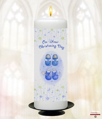 All Things Nice Blue Christening Candle (White/Ivory)