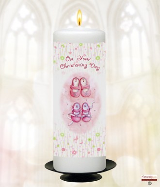 All Things Nice Pink Christening Candle (White/Ivory)