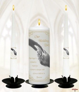 Hand To Hand Gold Wedding Candles (Ivory)