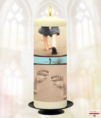 Footprints Memorial Candle (white/ivory)