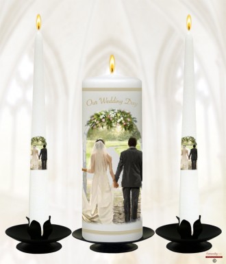 Together Forever Gold Wedding Candles (White)