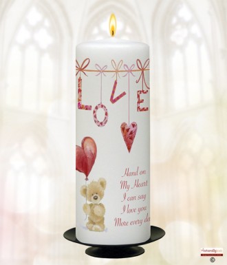 Teddy Heart Balloon Love Candle