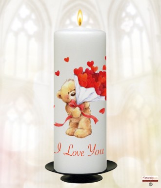 Teddy Heart Bouquet Love Candle