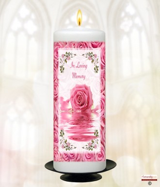 Pink Rose Memorial Candle (white/ivory)