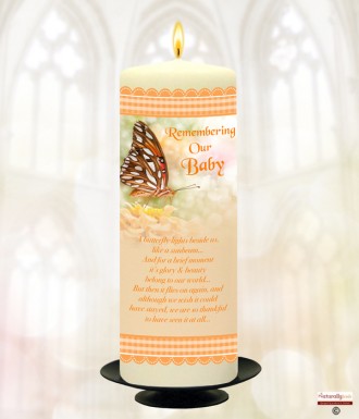 Orange Butterfly Memorial Candle (white/ivory)