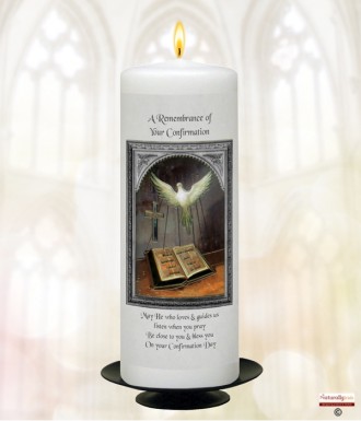 Dove and Bible Silver Confirmation Candle