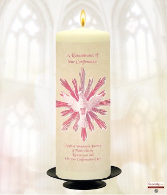 Pink Dove Confirmation Candle