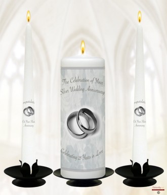 Rings Happy Silver Wedding Anniversary Candles
