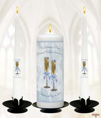 Champagne Glasses Happy 60th Wedding Anniversary Candles