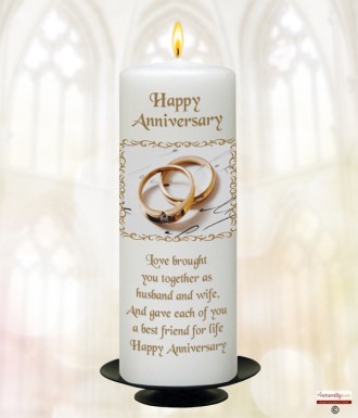 Happy Anniversary Gold Rings Candles