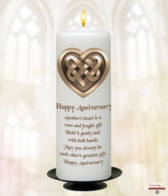 Gold Happy Anniversary Celtic Heart Candles