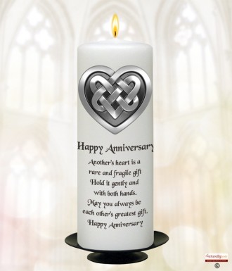 Silver Happy Anniversary Celtic Heart Candles