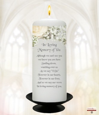 White Flowers Silver Wedding Remembrance Candle