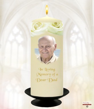 White Roses Gold Dad Wedding Remembrance Candle