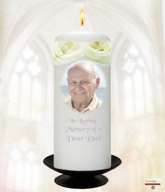 White Roses Silver Dad Wedding Remembrance Candle