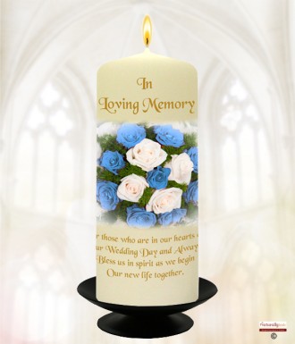 Blue Bouquet Gold Wedding Remembrance Candle