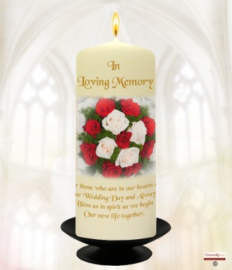 Red Bouquet Gold Wedding Remembrance Candle