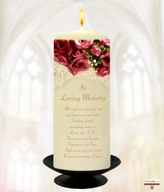 Maroon Rose Gold Wedding Remembrance Candle