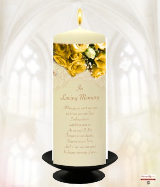 Sunflower Yellow Rose Gold Wedding Remembrance Candle