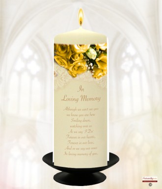 Sunflower Yellow Rose Gold Wedding Remembrance Candle