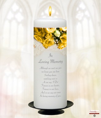 Sunflower Yellow Rose Silver Wedding Remembrance Candle