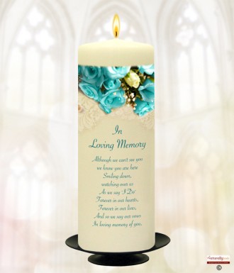 Teal Rose Wedding Remembrance Candle