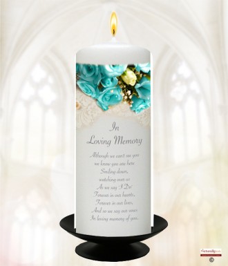 Teal Rose Silver Wedding Remembrance Candle